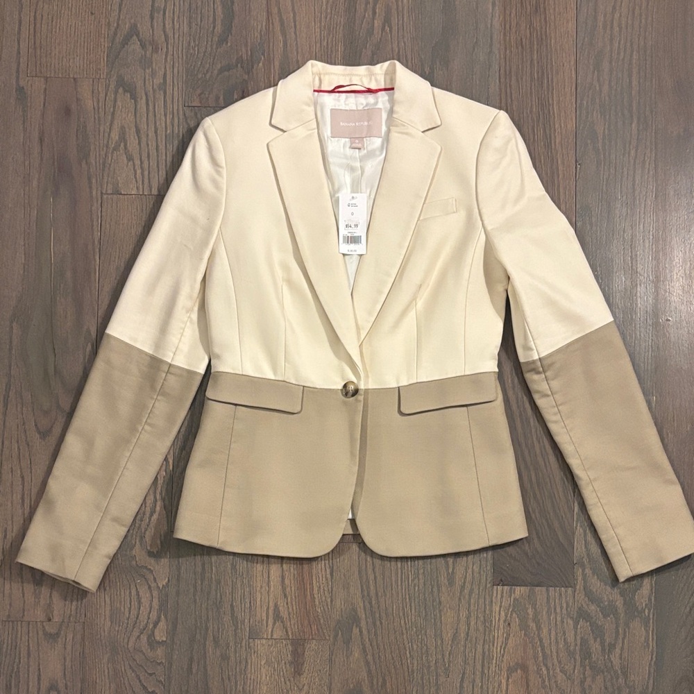 Banana Republic Elegant Two-Tone Women's Blazer, Size 0 - NEW WITH TAG